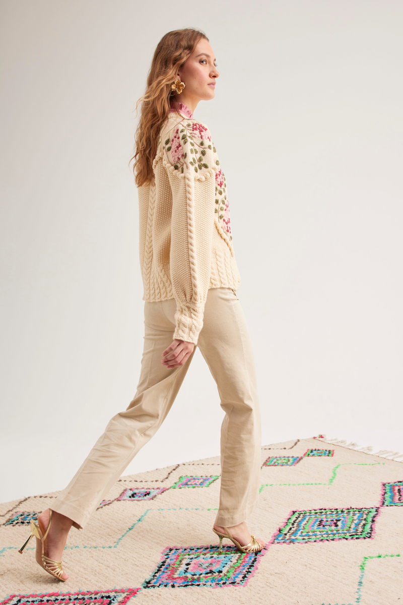 Holly Cardigan, Ivory rose Lilac