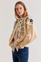 Holly Cardigan, Ivory Blue