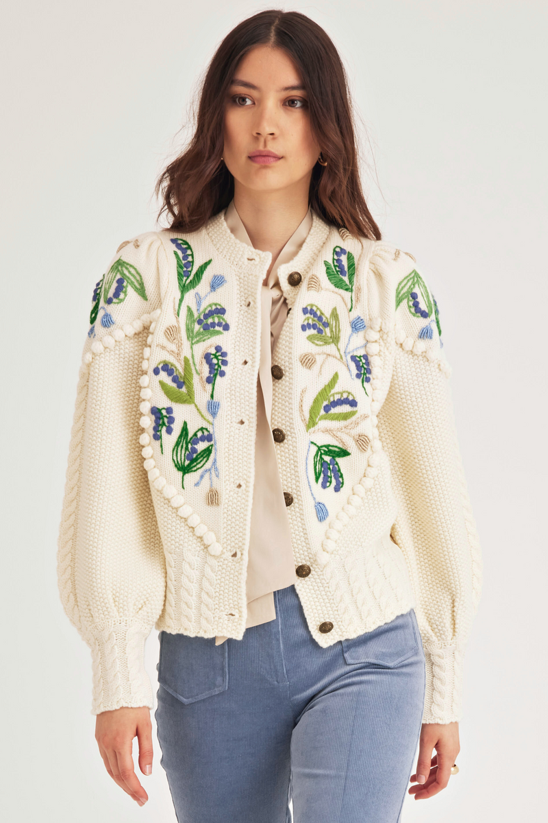 Holly Cardigan Lily of the Valley, Cream – Line Markvardsen