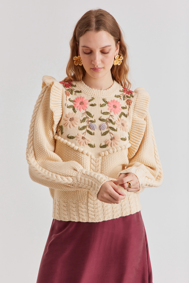 Brooklyn Sweater Ivory Rose