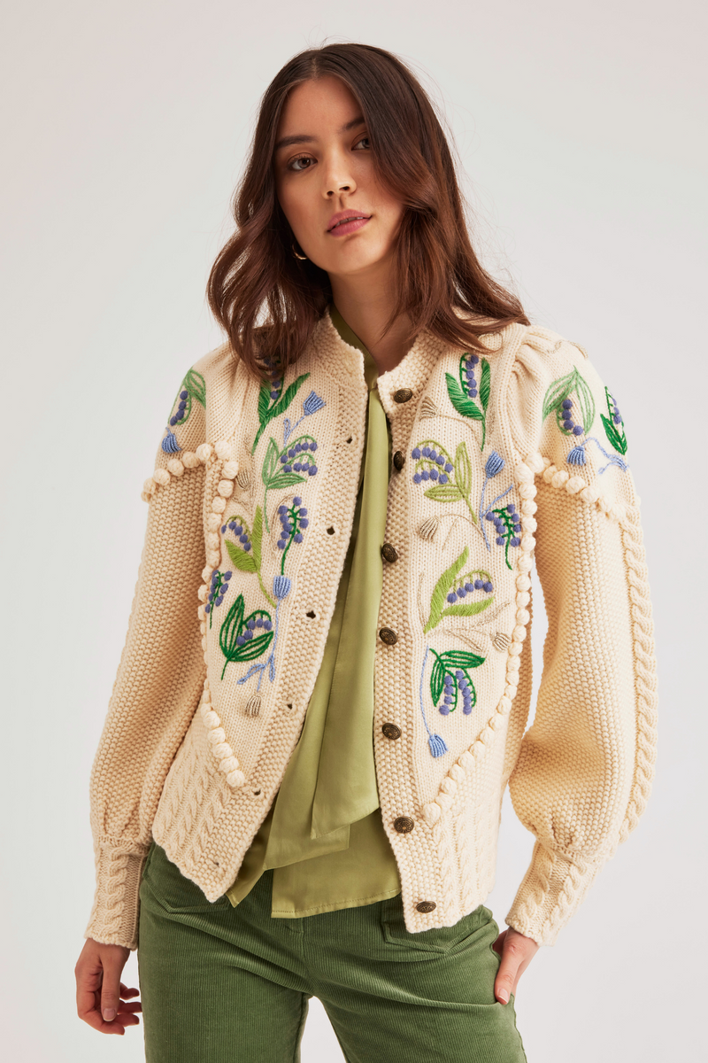 Holly Cardigan Lily of the Valley, Ivory – Line Markvardsen