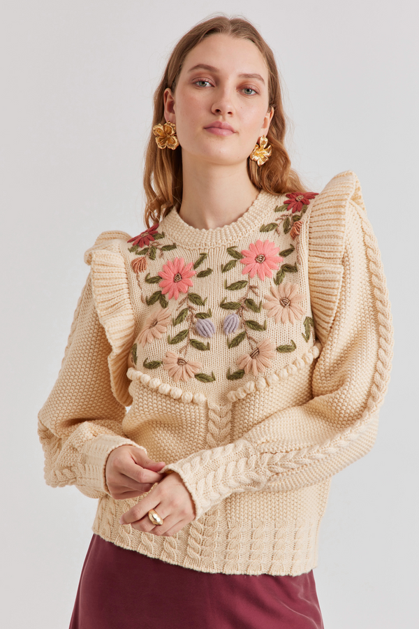 Brooklyn Sweater Ivory Rose