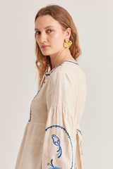 Evangeline Dress, Cream Birdie