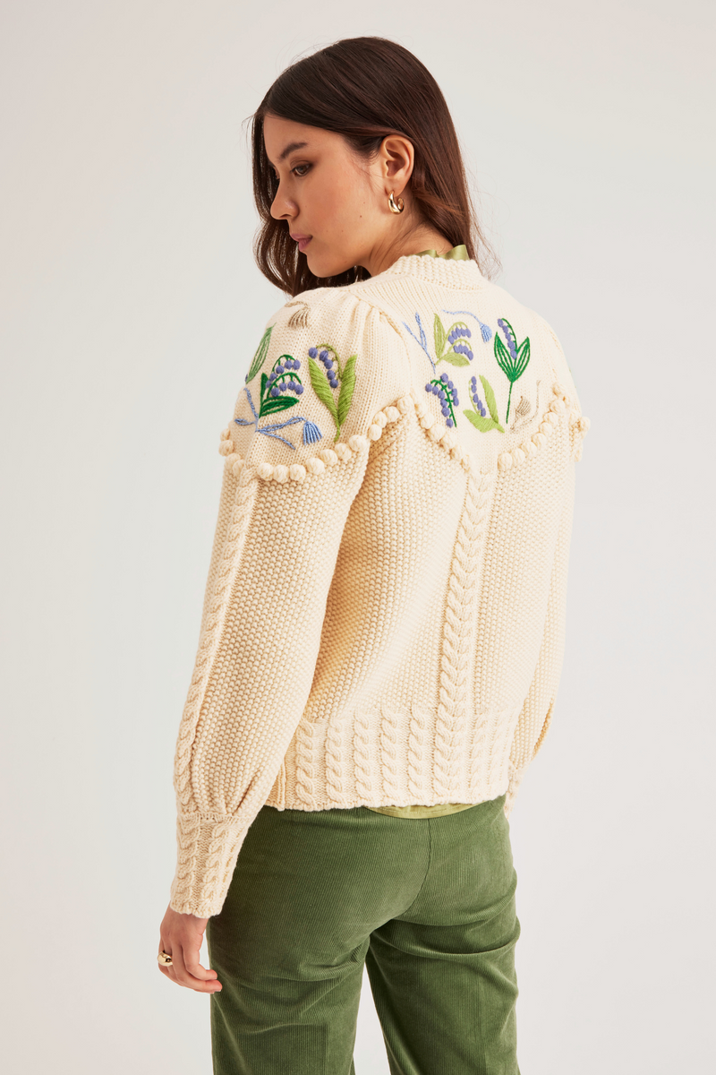 Holly Cardigan Lily of the Valley, Ivory