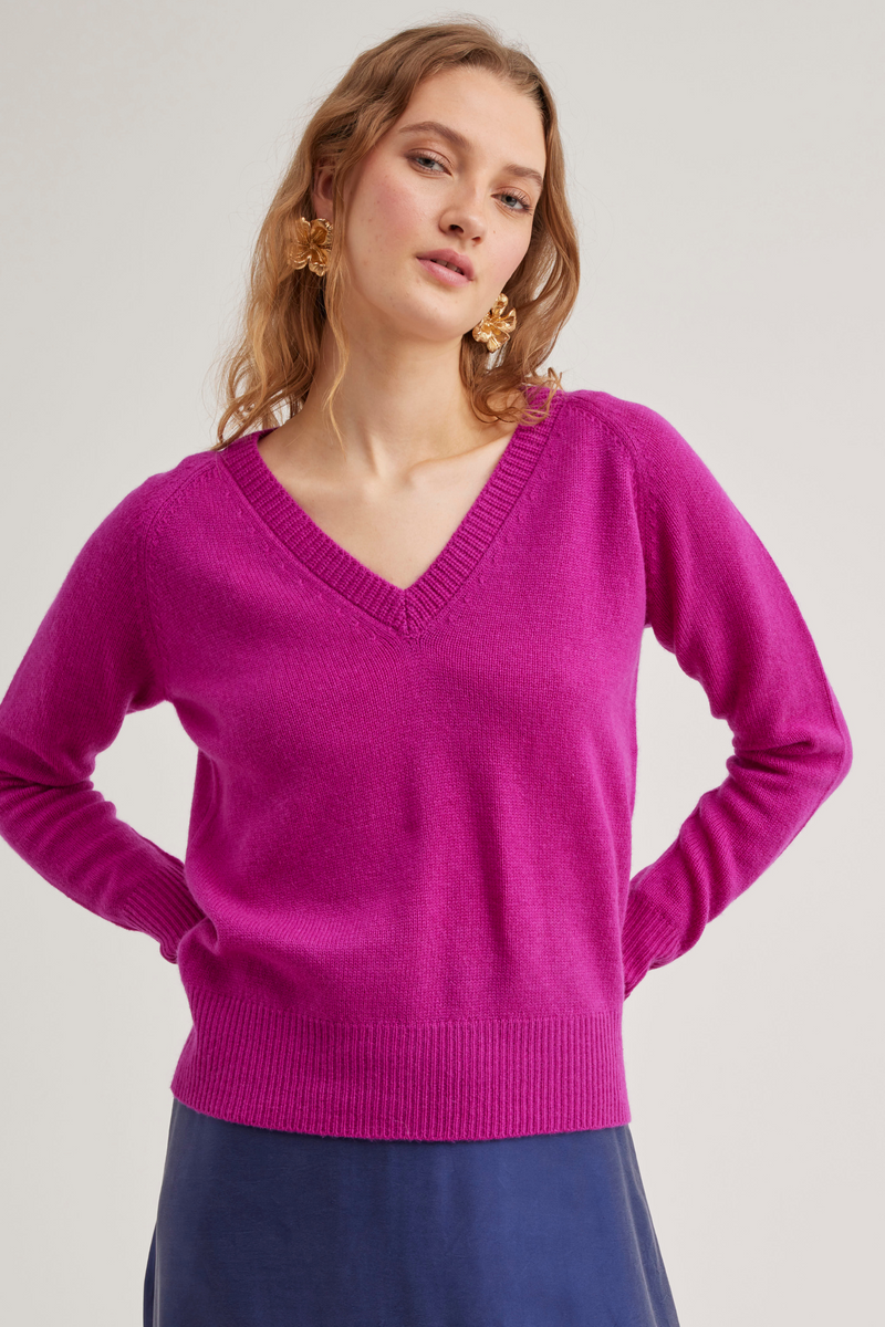 Adele V-neck, Orchid Pink Cashmere