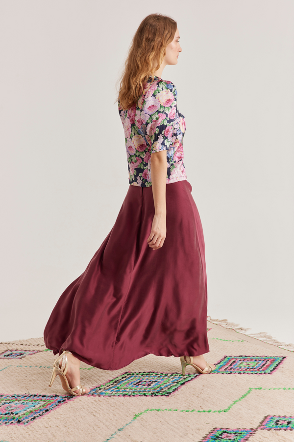 Ivy Silk Skirt, Berry