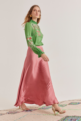 Ivy Silk Skirt, Rose