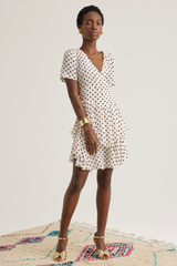 Jolene Dress, Cream Dot