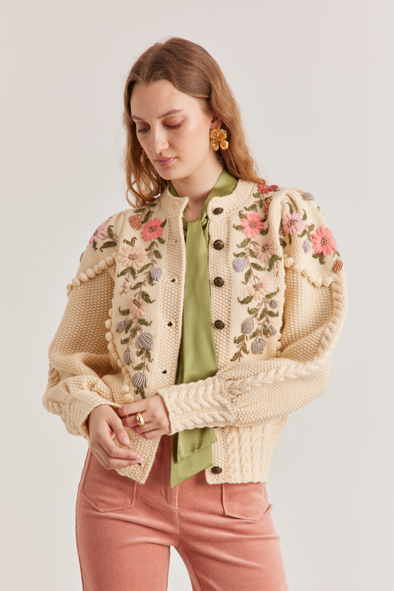 Holly Cardigan, Ivory Rose