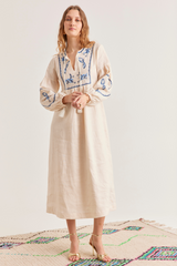 Evangeline Dress, Cream Birdie