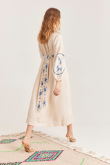 Evangeline Dress, Cream Birdie