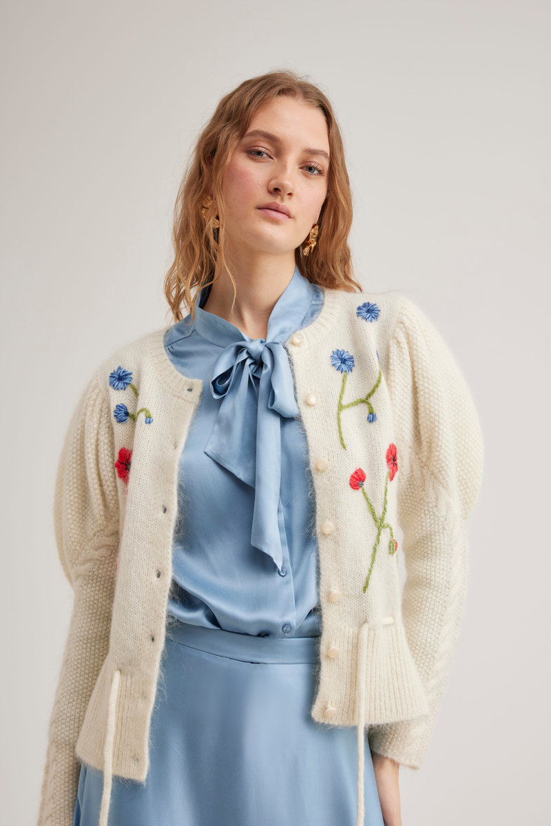 Colette Cardigan, Cream poppy