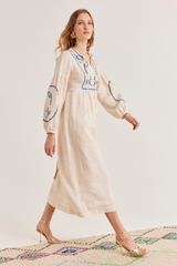 Evangeline Dress, Cream Birdie