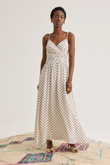 Coraline Dress, Cream Dot