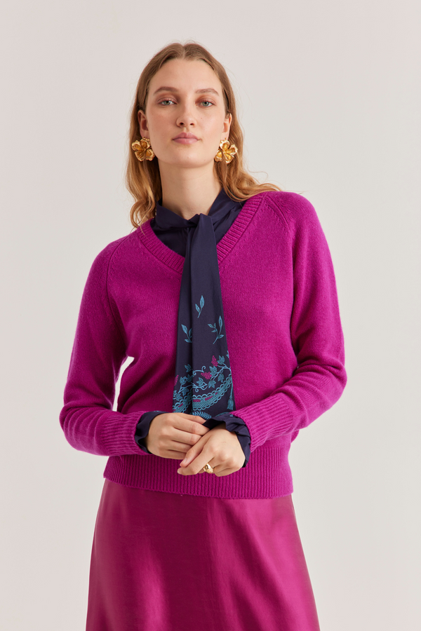 Adele V-neck, Orchid Pink Cashmere