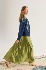 Holly Cardigan, Navy Blue Lilacs