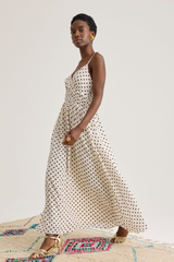 Coraline Dress, Cream Dot
