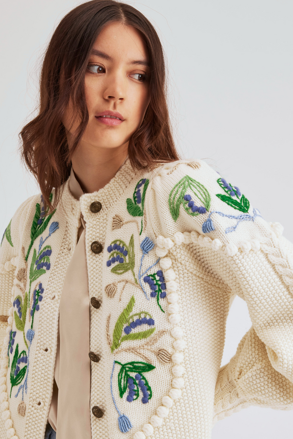Holly Cardigan Lily of the Valley, Cream