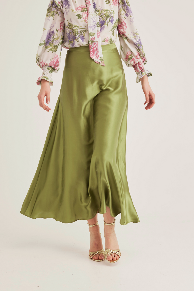 Ivy Silk Skirt, Fern
