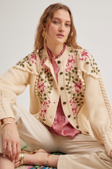 Holly Cardigan, Ivory rose Lilac