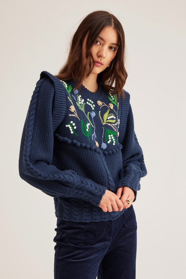 Brooklyn Sweater Lily of the valley, Navy