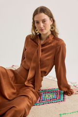 Ivy Silk Skirt, Caramel