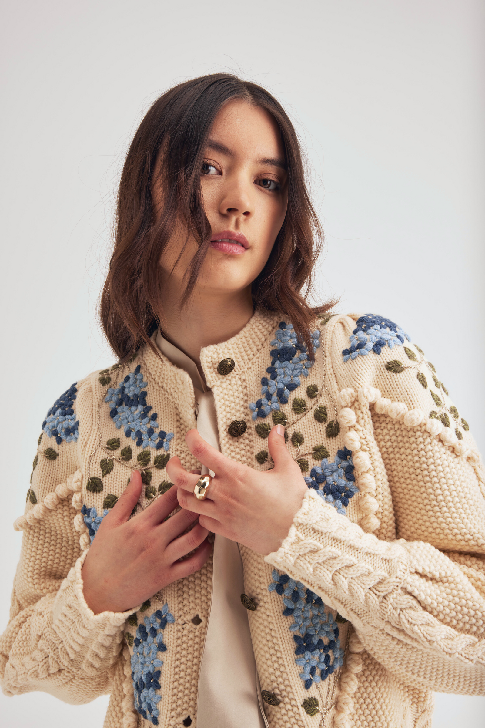 Holly Cardigan, Ivory blue Lilac – Line Markvardsen