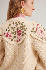 Holly Cardigan, Ivory rose Lilac