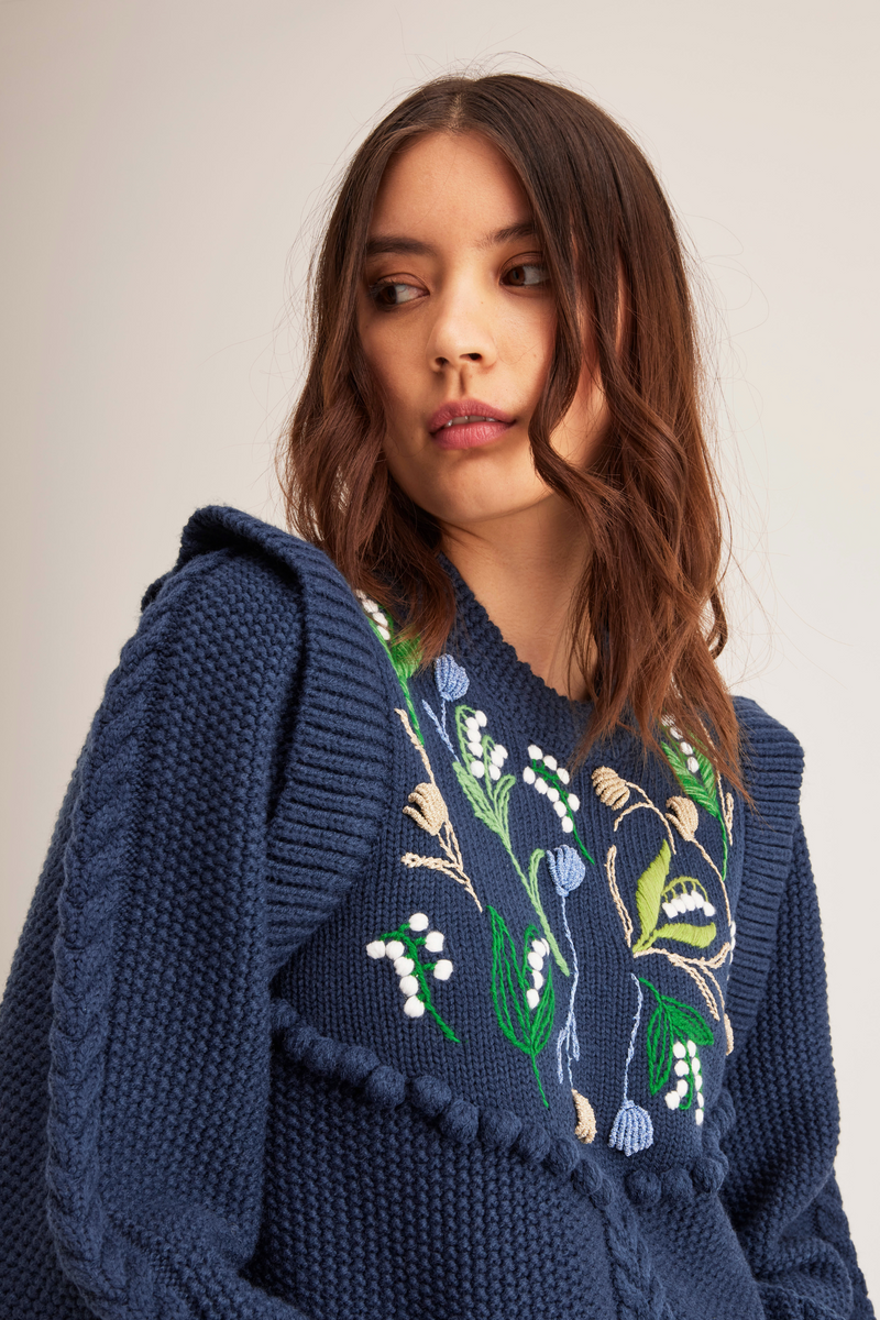 Brooklyn Sweater Lily of the valley, Navy