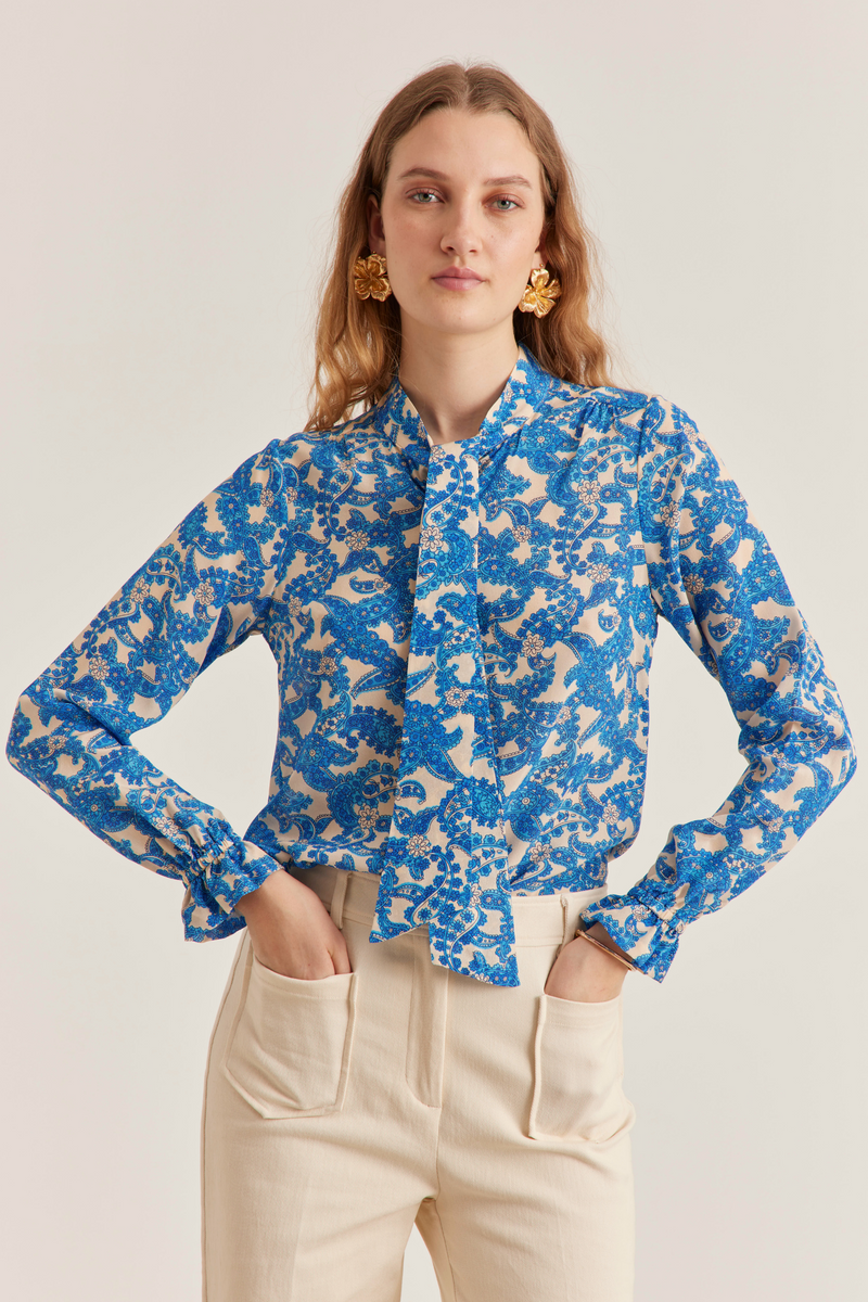 Pauline Shirt, Pop Paisley - Royal blue