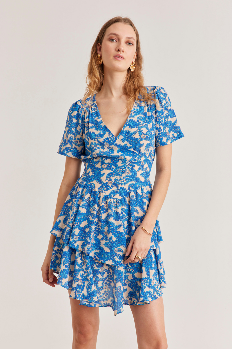 Jolene Dress, Pop Paisley- Royal blue