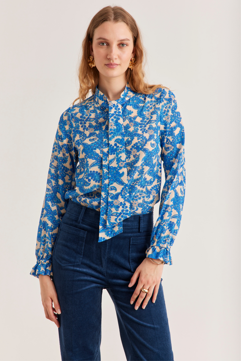 Pauline Shirt, Pop Paisley - Royal blue