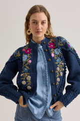 Holly Cardigan, Navy Orchid Pink