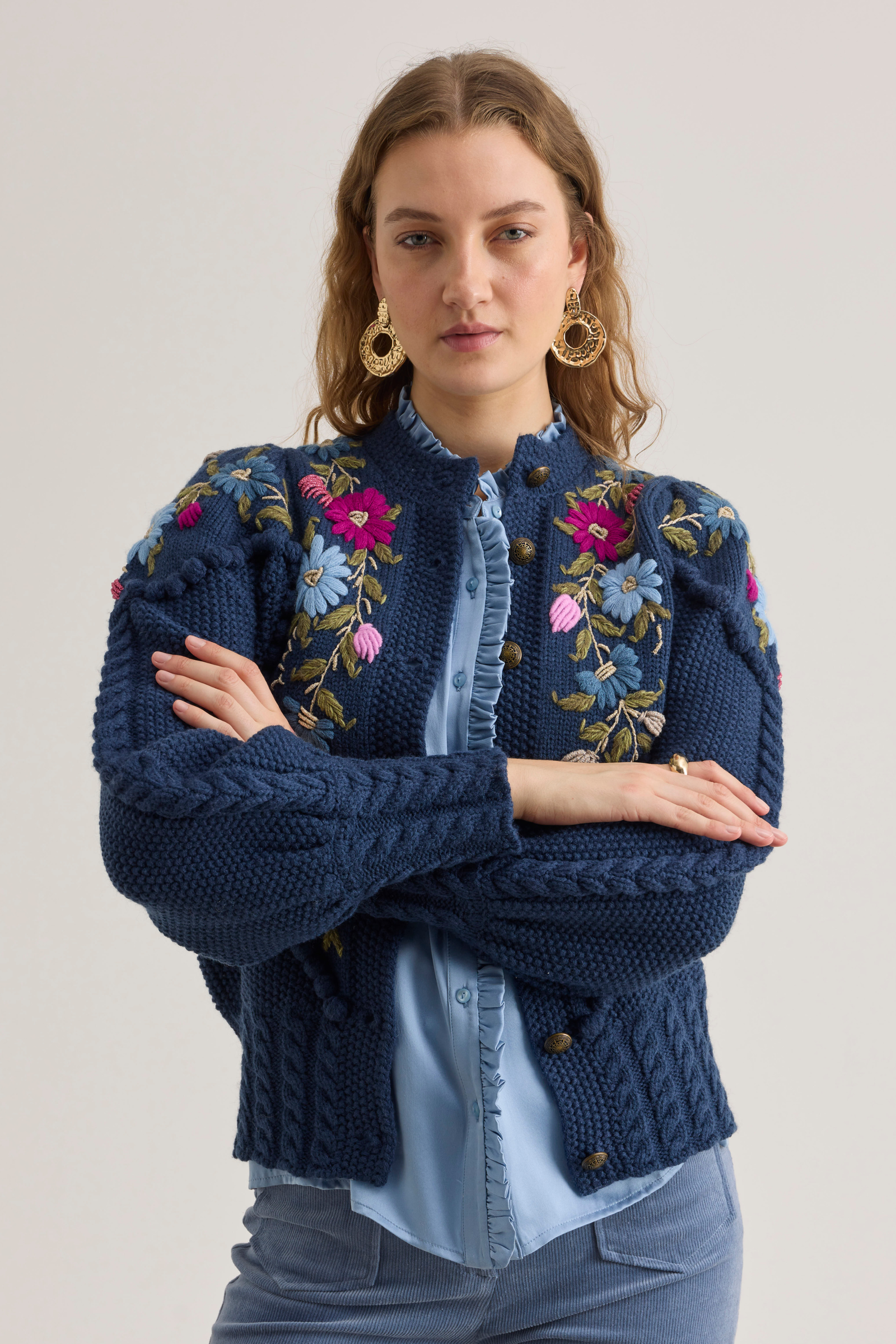 Holly Cardigan, Navy Orchid Pink – Line Markvardsen