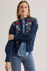 Holly Cardigan, Navy Orchid Pink