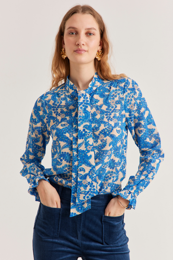 Pauline Shirt, Pop Paisley - Royal blue