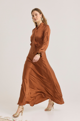 Ivy Silk Skirt, Caramel