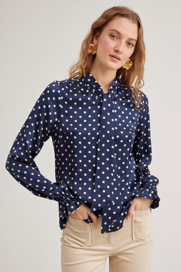 Pauline Shirt, Navy Dot