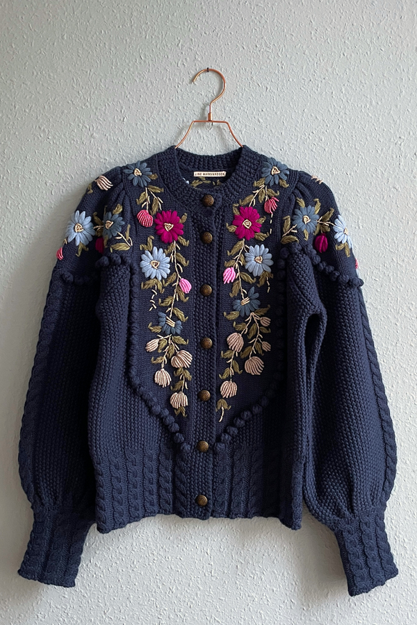 Holly Cardigan, Navy Orchid Pink