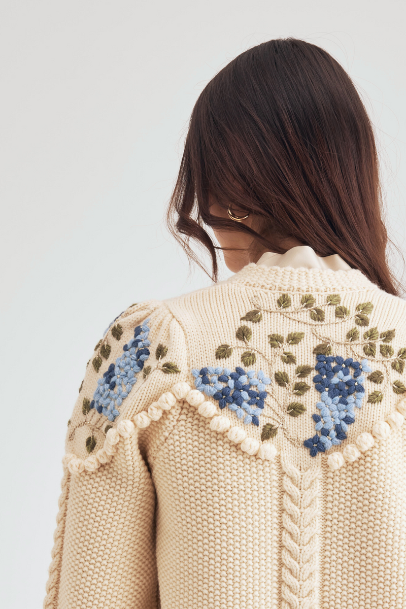 Holly Cardigan Ivory blue Lilac Line Markvardsen