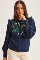 Brooklyn Sweater Lily of the valley, Navy