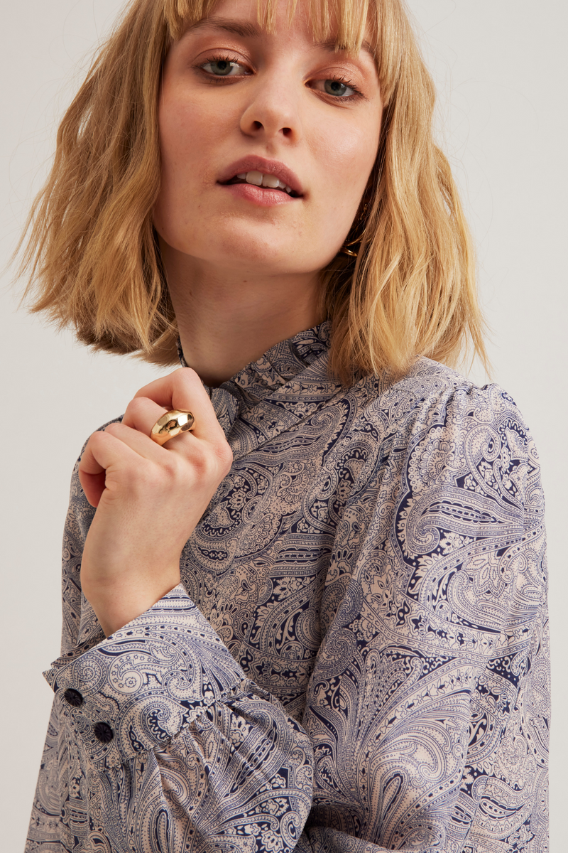 Harriet Shirt, Navy-Paisley