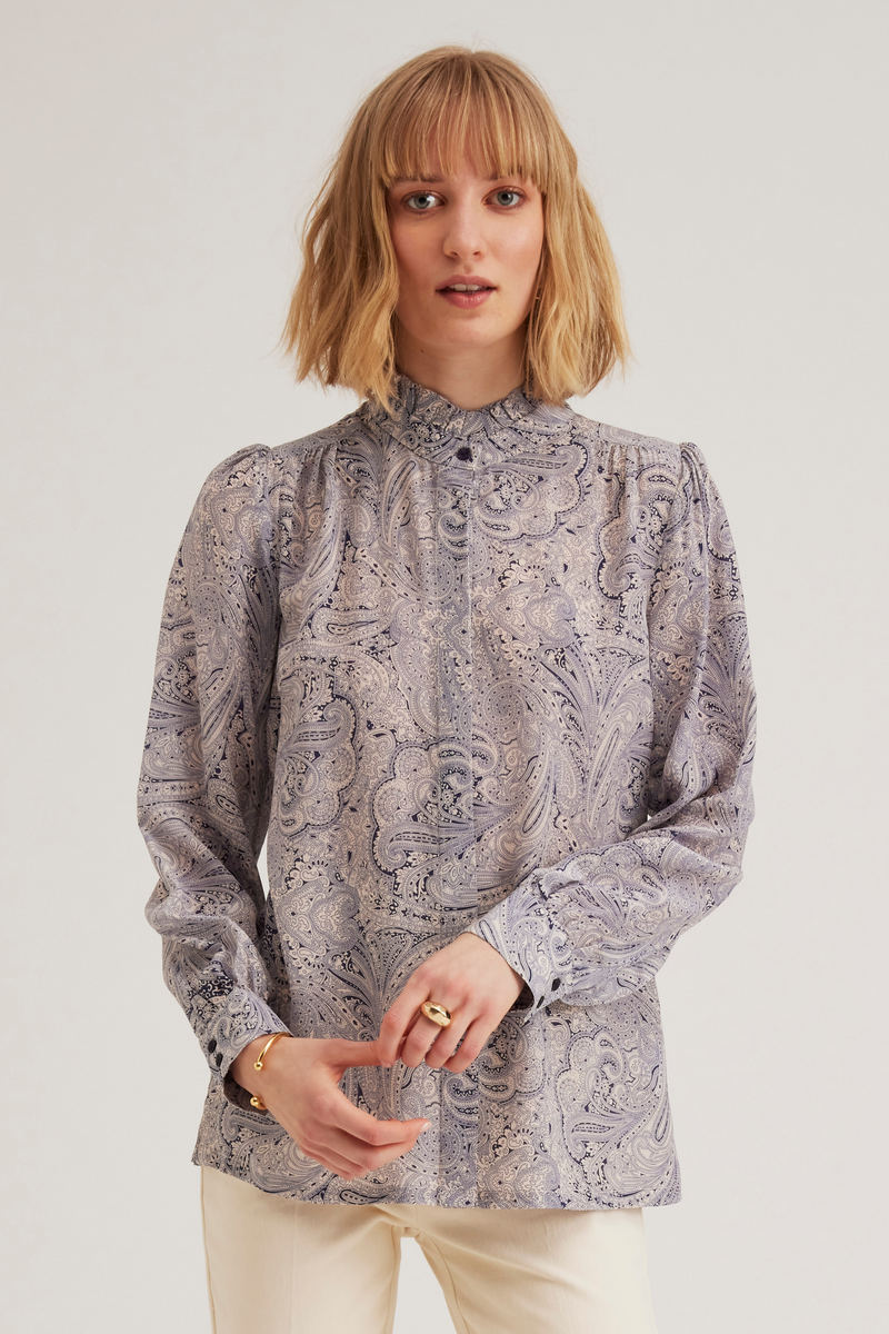 Harriet Shirt, Navy-Paisley