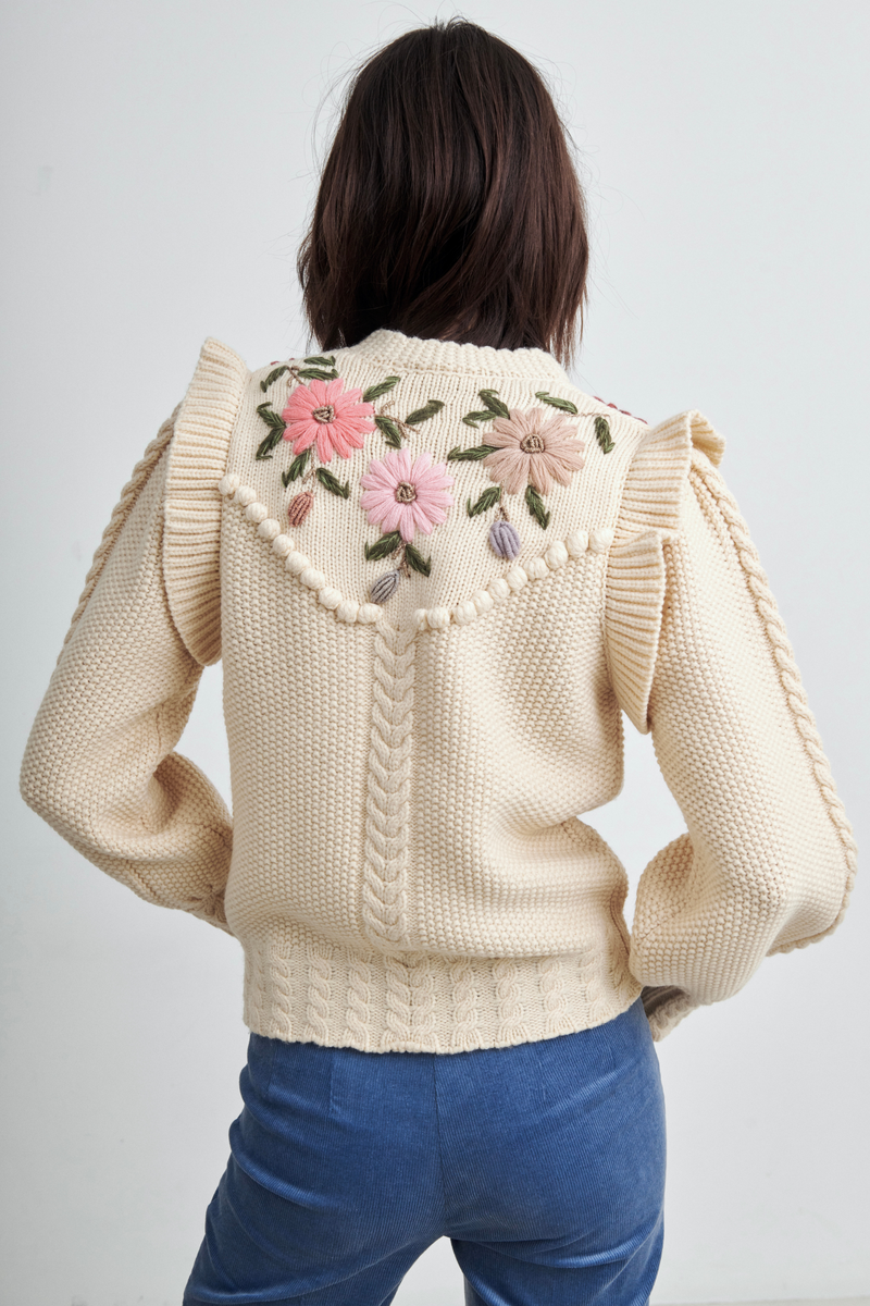 Brooklyn Sweater Ivory Rose