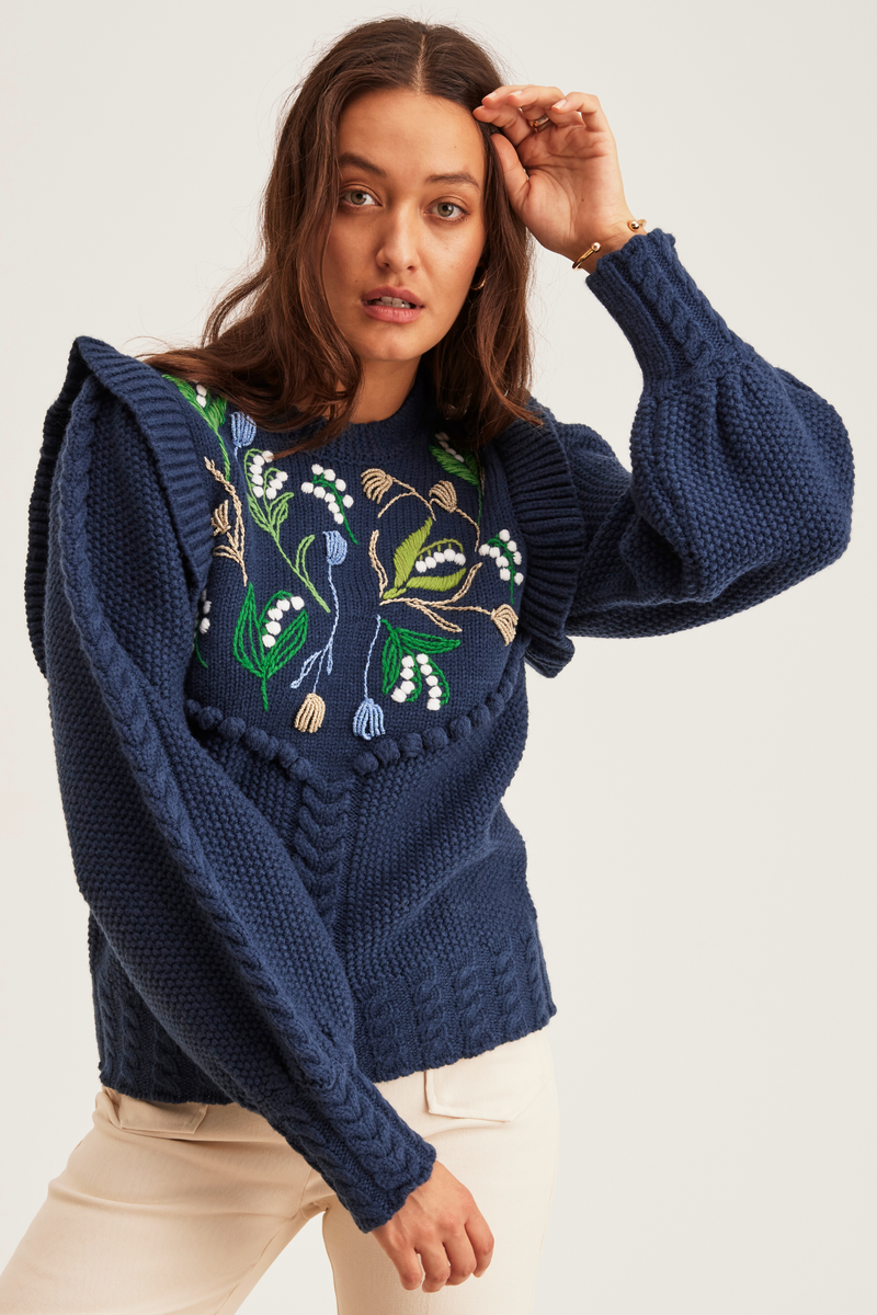 Brooklyn Sweater Lily of the valley, Navy